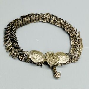 Vintage Southeast Asia Silver Coil Bracelet Hmong Hill Tribe Artisan Made